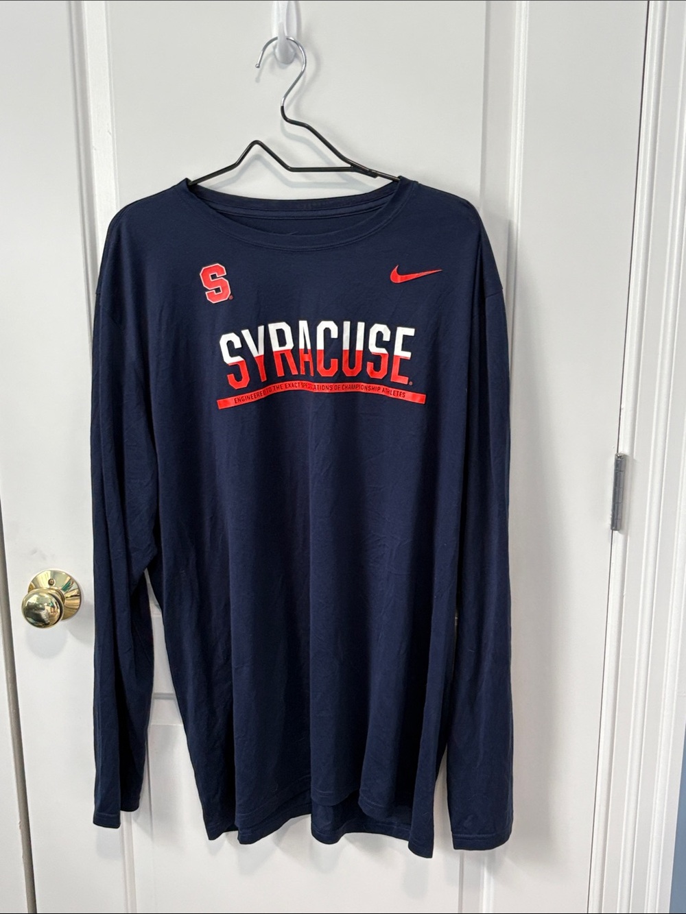 Nike Syracuse Long Sleeve Tee - Navy with Orange Accents